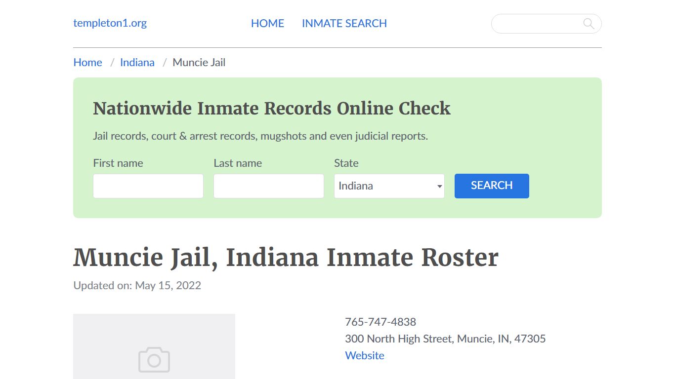 Muncie Jail, Indiana Inmate Booking